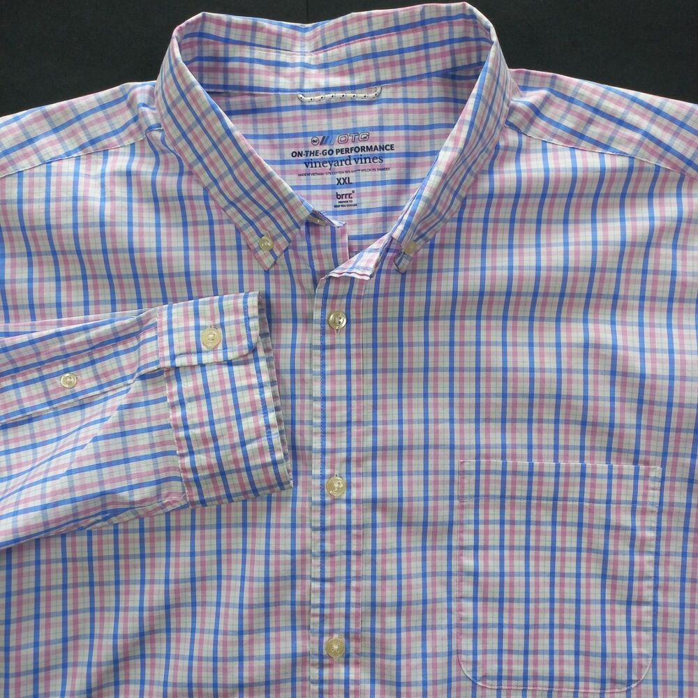 Vineyard Vines On-The-Go Performance Shirt Mens XXL Plaid 1W010899 brrr Cooling
